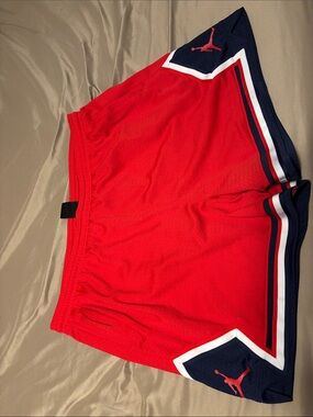 Jordan Red Athletic Shorts with Navy & White Trim